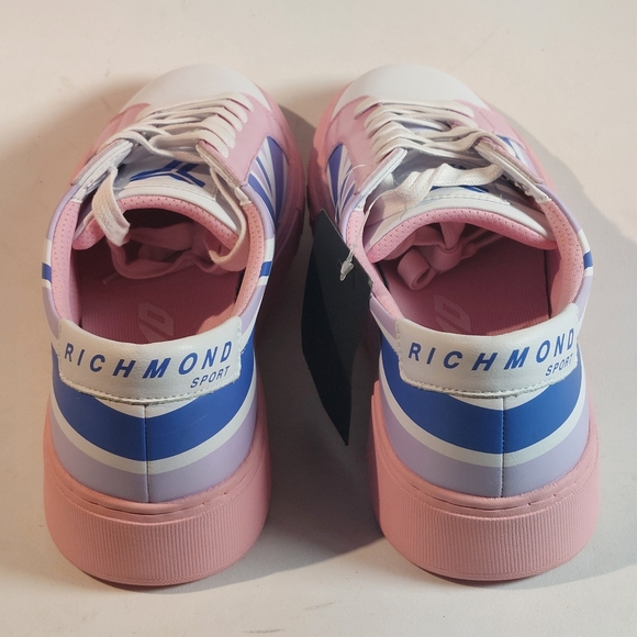 John Richmond pink & blue printed leather union jack sneakers, EU41, NWT, SS23 - Picture 6 of 10